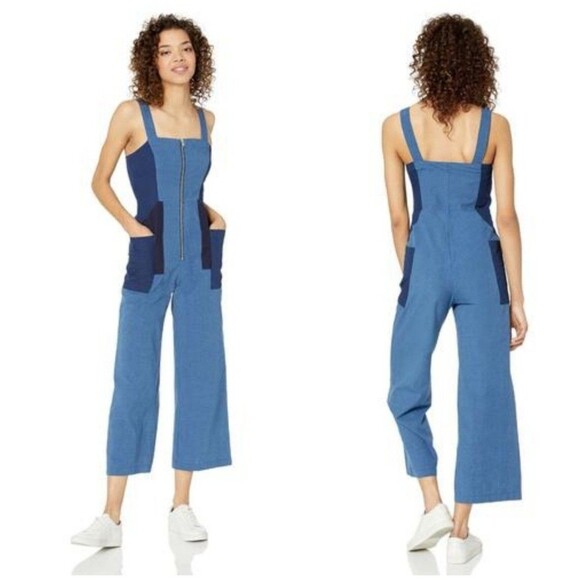 BCBGeneration Women's Jumpsuit Size 2 Blue Denim Lightweight Cotton Sleeveless - Picture 2 of 13